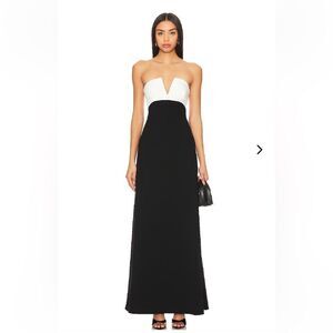 NWT Lovers and Friends Anais strapless gown black white wedding party Revolve XS